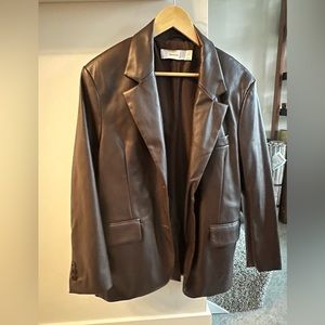 Bershka Brown Vegan Leather Blazer